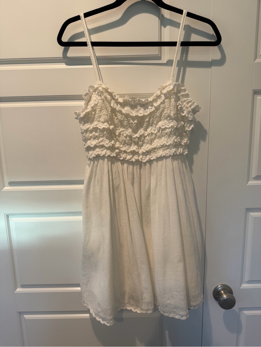 American Eagle White Crochet Babydoll Keyhole Back Western Womens Size Medium
